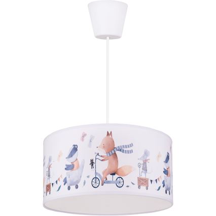 Brilagi - LED Dětský lustr na lanku BOBO 1xE27/60W/230V pr. 35 cm bílá/zvířátka