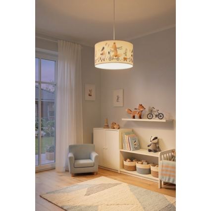 Brilagi - LED Dětský lustr na lanku BOBO 1xE27/60W/230V pr. 35 cm bílá/zvířátka