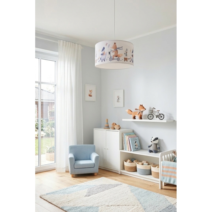 Brilagi - LED Dětský lustr na lanku BOBO 1xE27/60W/230V pr. 35 cm bílá/zvířátka