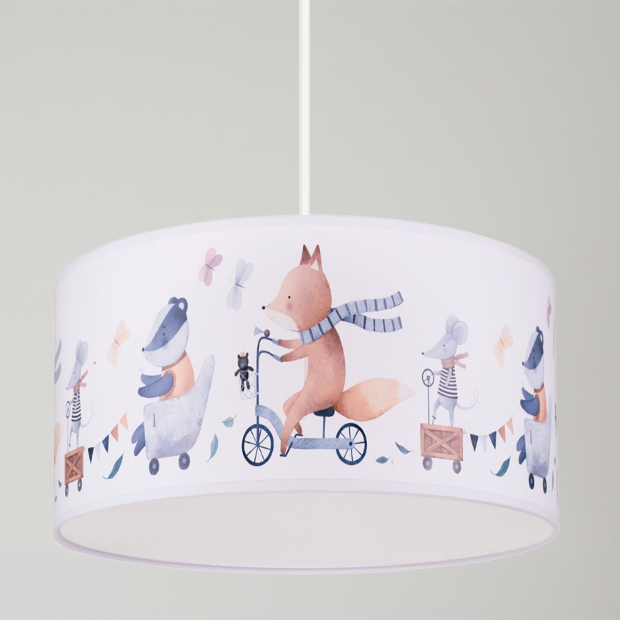 Brilagi - LED Dětský lustr na lanku BOBO 1xE27/60W/230V pr. 35 cm bílá/zvířátka
