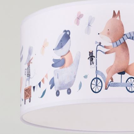 Brilagi - LED Dětský lustr na lanku BOBO 1xE27/60W/230V pr. 35 cm bílá/zvířátka