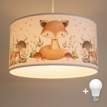 Brilagi - LED Dětský lustr na lanku BOBO 1xE27/60W/230V pr. 35 cm bílá/zvířátka