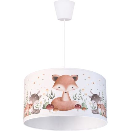 Brilagi - LED Dětský lustr na lanku BOBO 1xE27/60W/230V pr. 35 cm bílá/zvířátka