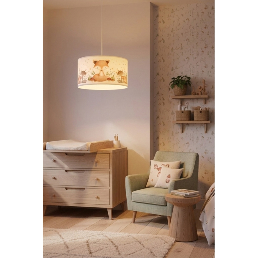 Brilagi - LED Dětský lustr na lanku BOBO 1xE27/60W/230V pr. 35 cm bílá/zvířátka