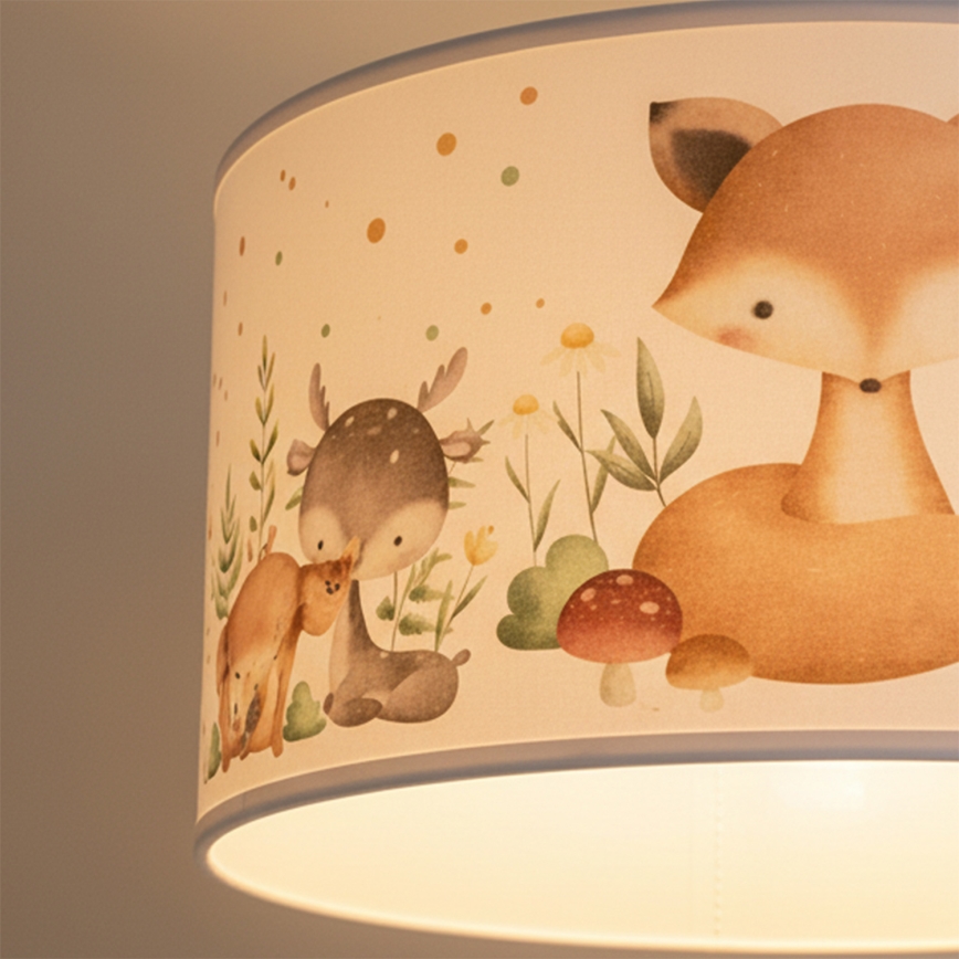 Brilagi - LED Dětský lustr na lanku BOBO 1xE27/60W/230V pr. 35 cm bílá/zvířátka