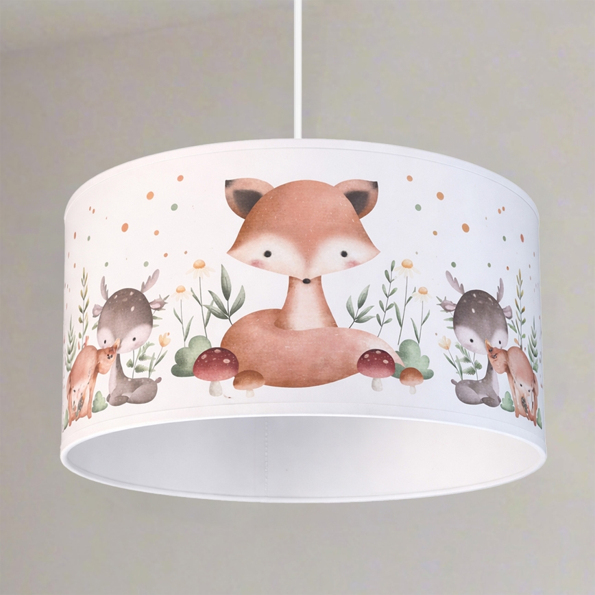 Brilagi - LED Dětský lustr na lanku BOBO 1xE27/60W/230V pr. 35 cm bílá/zvířátka