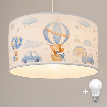 Brilagi - LED Dětský lustr na lanku BOBO 1xE27/60W/230V pr. 35 cm modrá/medvídci