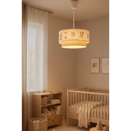 Brilagi - LED Dětský lustr na lanku BOBO 1xE27/60W/230V pr. 40 cm bílá/béžová/medvídci