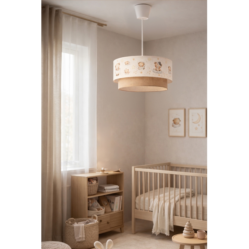Brilagi - LED Dětský lustr na lanku BOBO 1xE27/60W/230V pr. 40 cm bílá/béžová/medvídci