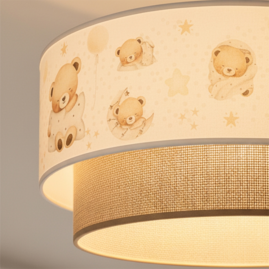 Brilagi - LED Dětský lustr na lanku BOBO 1xE27/60W/230V pr. 40 cm bílá/béžová/medvídci
