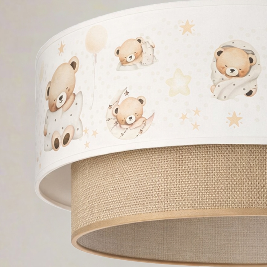 Brilagi - LED Dětský lustr na lanku BOBO 1xE27/60W/230V pr. 40 cm bílá/béžová/medvídci