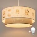 BRILAGI - LED Dětský lustr na lanku BOBO 1xE27/60W/230V pr. 40 cm bílá/béžová/medvídci