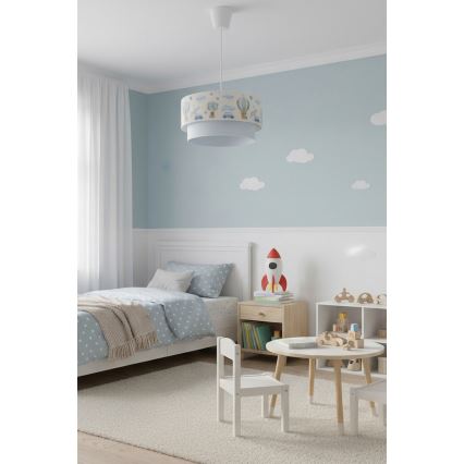 Brilagi - LED Dětský lustr na lanku BOBO 1xE27/60W/230V pr. 40 cm krémová/modrá/medvídci