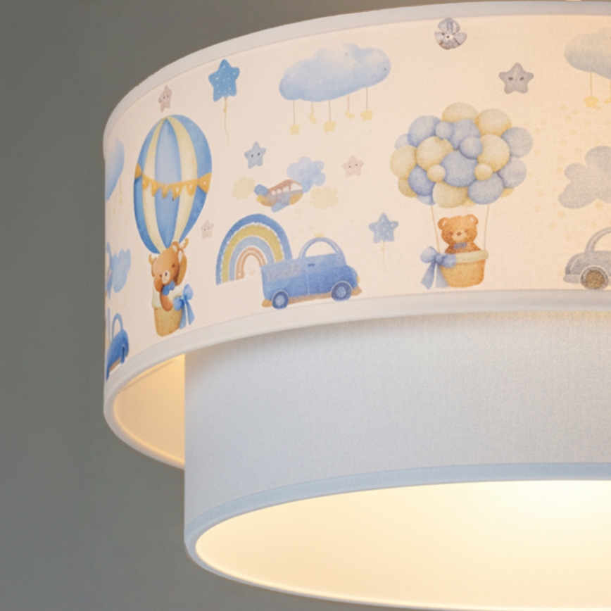 Brilagi - LED Dětský lustr na lanku BOBO 1xE27/60W/230V pr. 40 cm krémová/modrá/medvídci