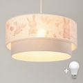 Brilagi - LED Dětský lustr na lanku BOBO 1xE27/60W/230V pr. 40 cm krémová/šedá/králíčci