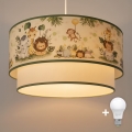 Brilagi - LED Dětský lustr na lanku BOBO 1xE27/60W/230V pr. 40 cm krémová/zelená/džungle