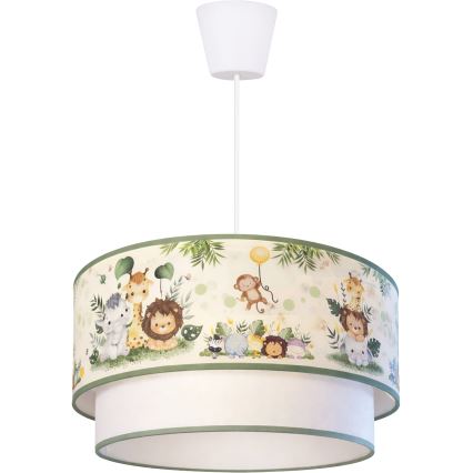 Brilagi - LED Dětský lustr na lanku BOBO 1xE27/60W/230V pr. 40 cm krémová/zelená/džungle