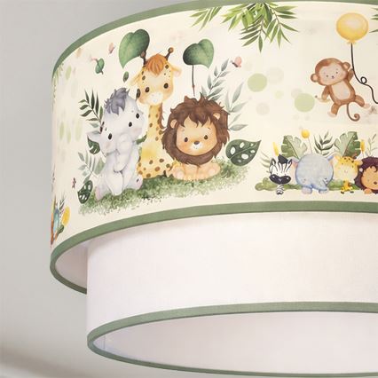 Brilagi - LED Dětský lustr na lanku BOBO 1xE27/60W/230V pr. 40 cm krémová/zelená/džungle