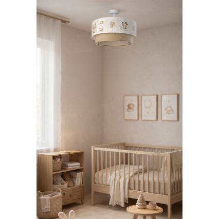 Brilagi - LED Dětský přisazený lustr BOBO 1xE27/10W/230V pr. 40 cm bílá/béžová/medvídci