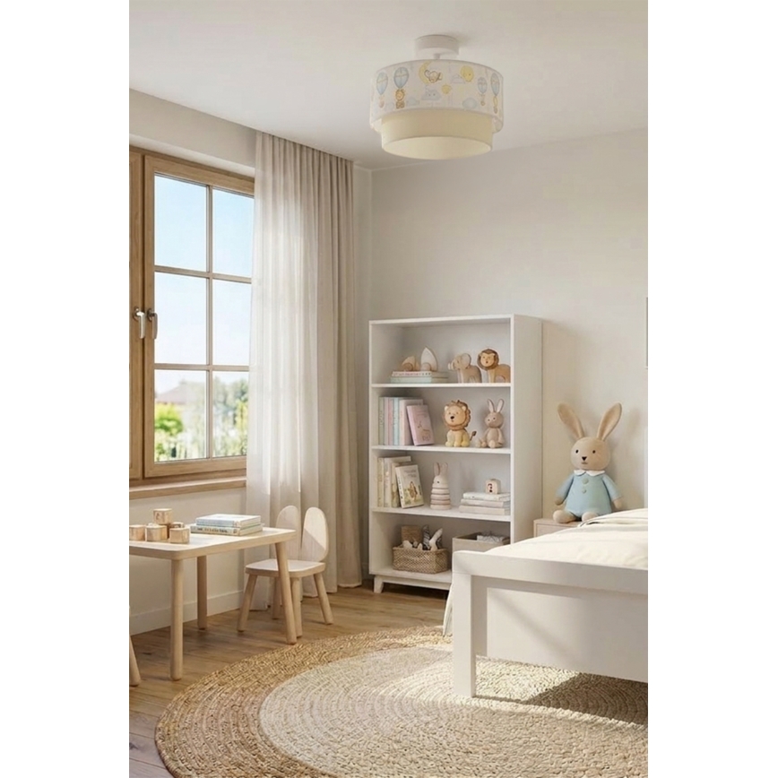 Brilagi - LED Dětský přisazený lustr BOBO 1xE27/10W/230V pr. 40 cm bílá/béžová/zvířátka
