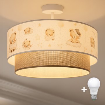 Brilagi - LED Dětský přisazený lustr BOBO 1xE27/10W/230V pr. 40 cm bílá/béžová/medvídci