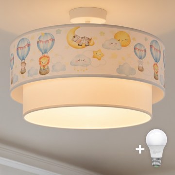 Brilagi - LED Dětský přisazený lustr BOBO 1xE27/10W/230V pr. 40 cm bílá/béžová/zvířátka