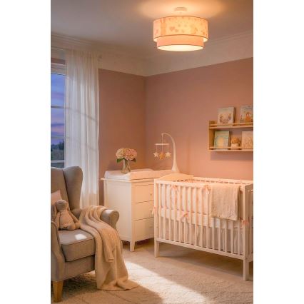 Brilagi - LED Dětský přisazený lustr BOBO 1xE27/10W/230V pr. 40 cm krémová/růžová/králíčci