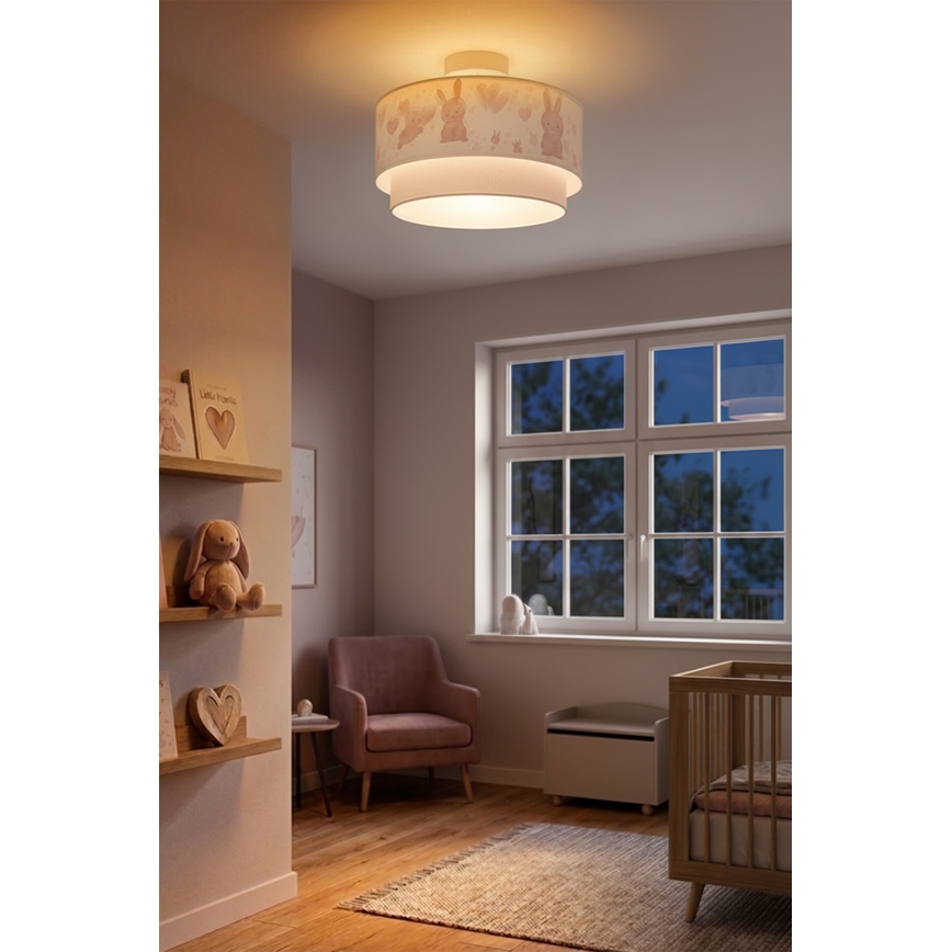 Brilagi - LED Dětský přisazený lustr BOBO 1xE27/10W/230V pr. 40 cm krémová/šedá/králíčci