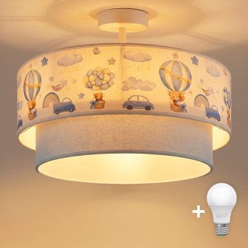 Brilagi - LED Dětský přisazený lustr BOBO 1xE27/10W/230V pr. 40 cm krémová/modrá/medvídci