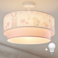 Brilagi - LED Dětský přisazený lustr BOBO 1xE27/10W/230V pr. 40 cm krémová/růžová/králíčci