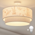 Brilagi - LED Dětský přisazený lustr BOBO 1xE27/10W/230V pr. 40 cm krémová/šedá/králíčci