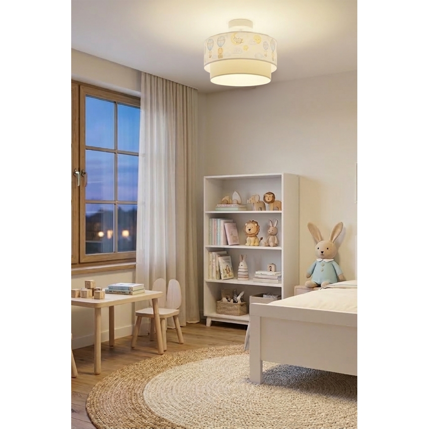 Brilagi - LED Dětský přisazený lustr BOBO 1xE27/60W/230V pr. 40 cm bílá/béžová/zvířátka
