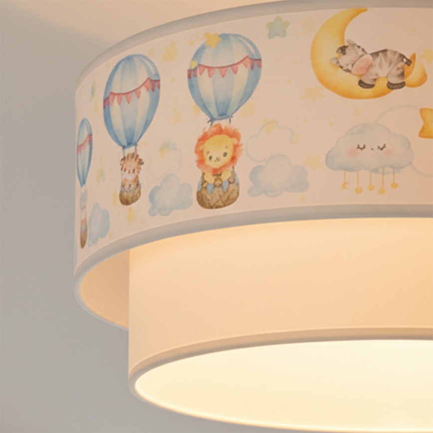 Brilagi - LED Dětský přisazený lustr BOBO 1xE27/60W/230V pr. 40 cm bílá/béžová/zvířátka