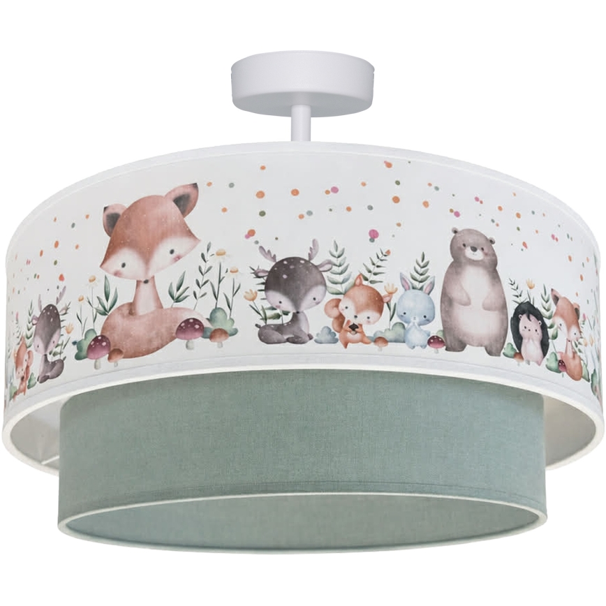 Brilagi-LED Dětský přisazený lustr BOBO 1xE27/60W/230V pr. 40 cm bílá/zel./zvíř.