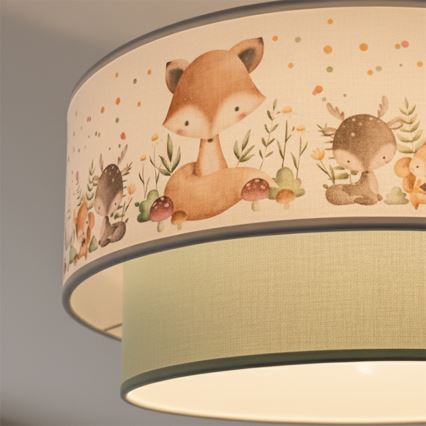 Brilagi-LED Dětský přisazený lustr BOBO 1xE27/60W/230V pr. 40 cm bílá/zel./zvíř.