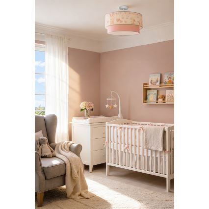 Brilagi - LED Dětský přisazený lustr BOBO 1xE27/60W/230V pr. 40 cm krémová/růžová/králíčci