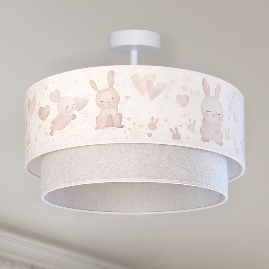 Brilagi - LED Dětský přisazený lustr BOBO 1xE27/60W/230V pr. 40 cm krémová/šedá/králíčci