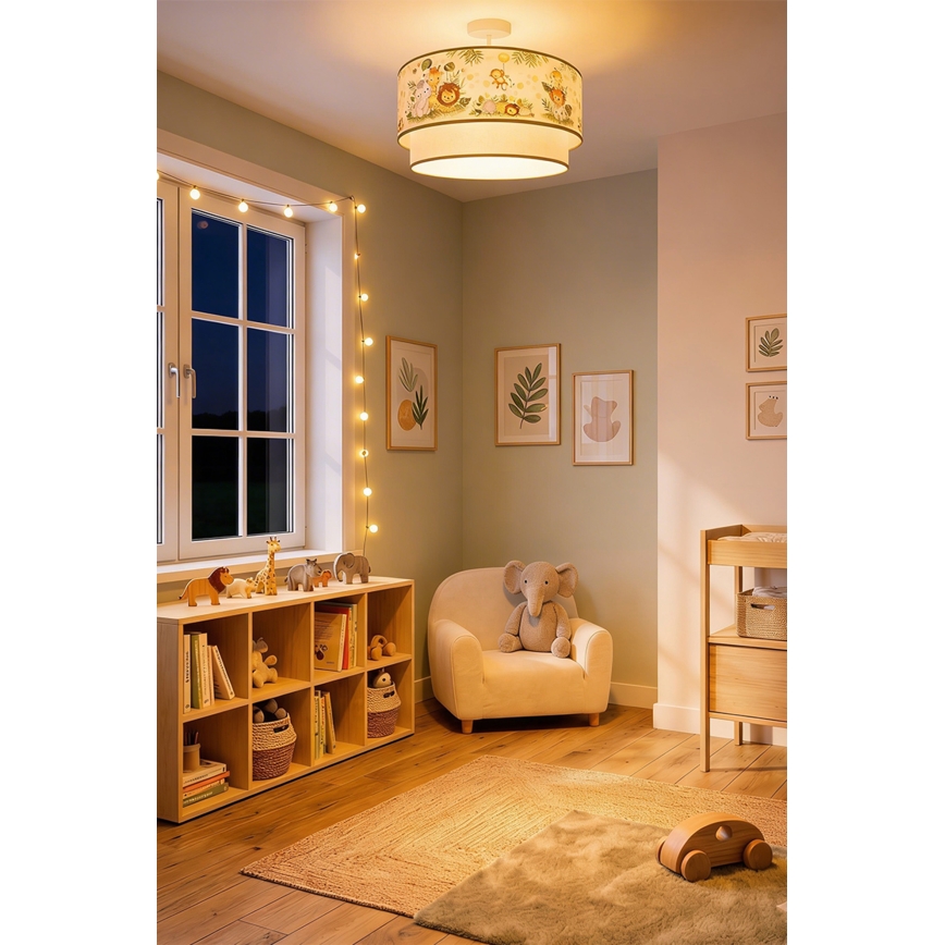 Brilagi-LED Dětský přisazený lustr BOBO 1xE27/60W/230V pr.40 cm krém./zel./džun.
