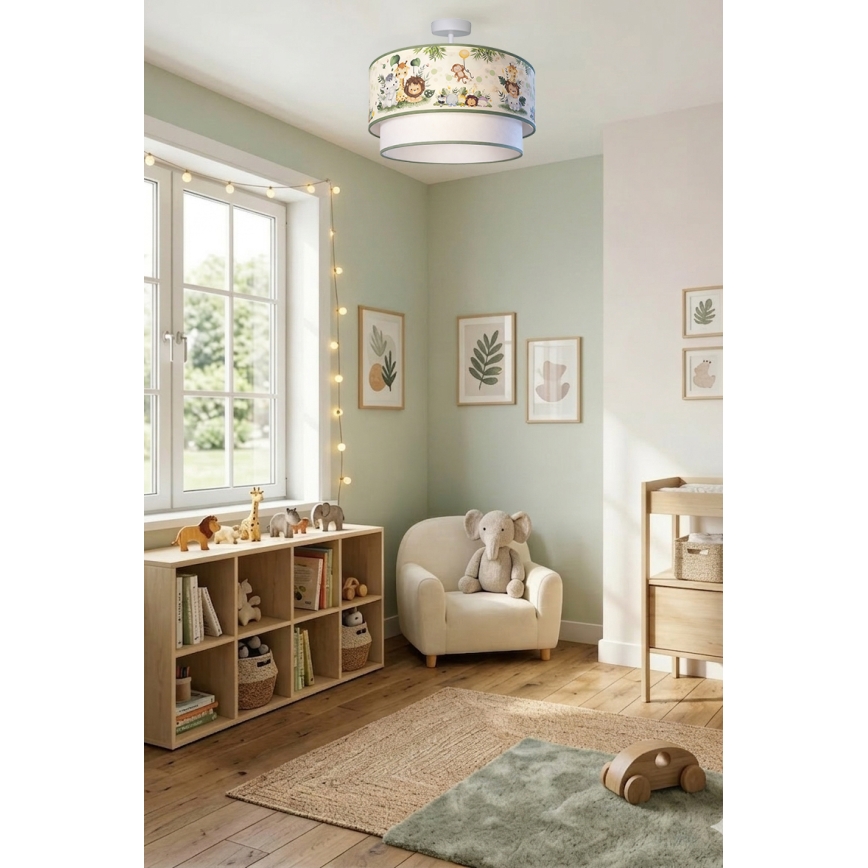 Brilagi-LED Dětský přisazený lustr BOBO 1xE27/60W/230V pr.40 cm krém./zel./džun.
