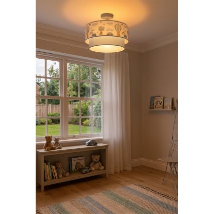 Brilagi - LED Dětský přisazený lustr BOBO 1xE27/60W/230V pr. 40 cm krémová/modrá/medvídci
