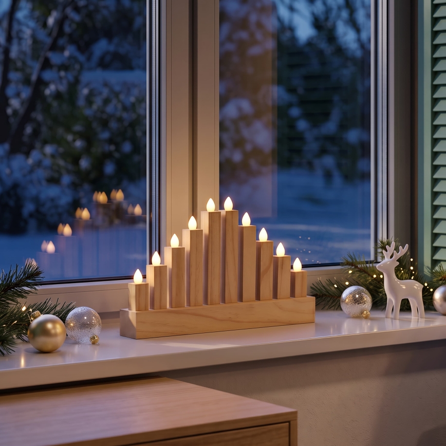 BRILAGI - LED Dřevěný vánoční svícen 10xLED/2xAA