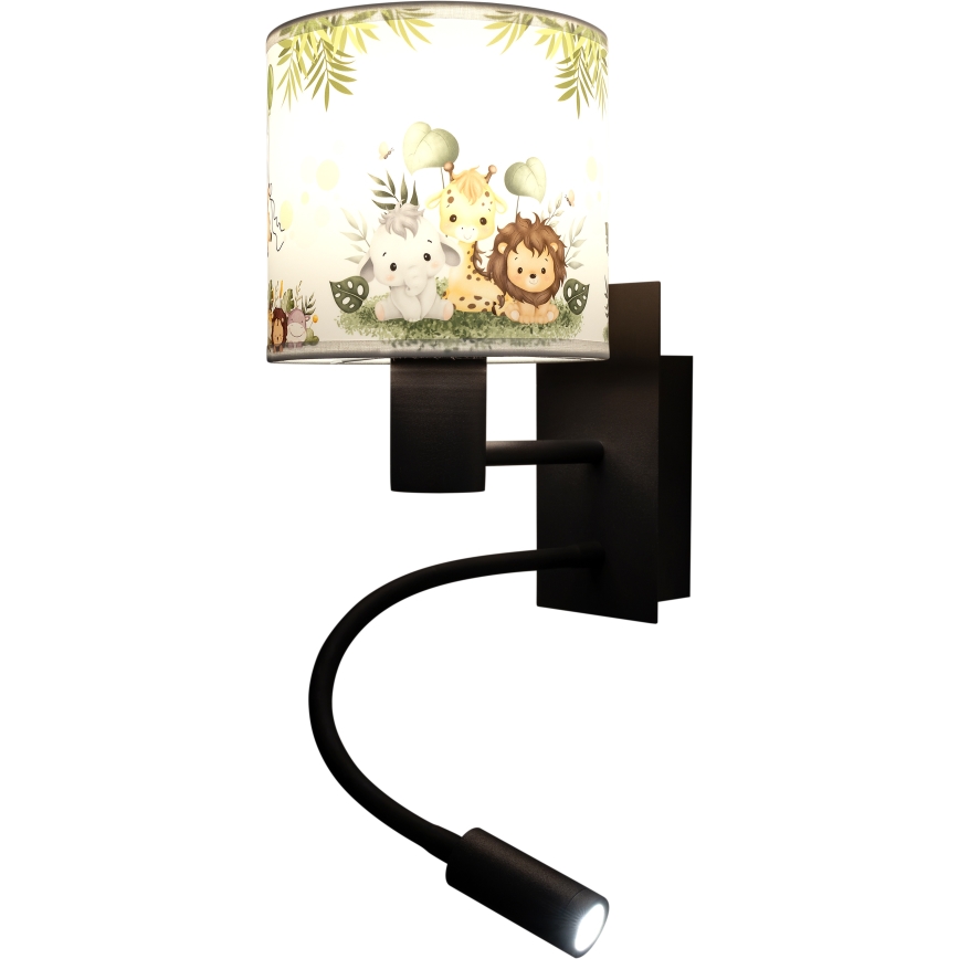 Brilagi - LED Dětská flexibilní nástěnná lampa BOBO 1xE27/25W/230V + LED/3W černá/bílá/zelená/džungle