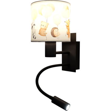 Brilagi - LED Dětská flexibilní nástěnná lampa BOBO 1xE27/25W/230V + LED/3W černá/bílá/zvířátka