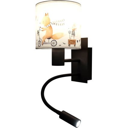 Brilagi - LED Dětská flexibilní nástěnná lampa BOBO 1xE27/25W/230V + LED/3W černá/bílá/zvířátka