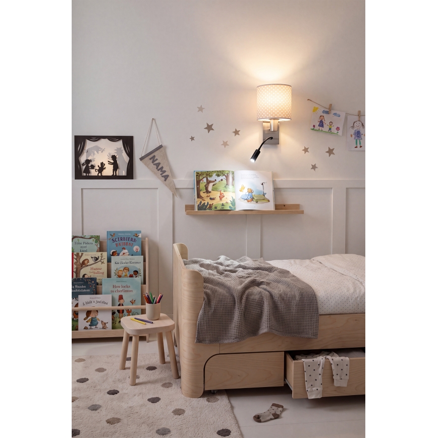Brilagi - LED Flexibilní nástěnná lampa BOBO 1xE27/25W/230V + LED/3W matný chrom/béžová/puntíky