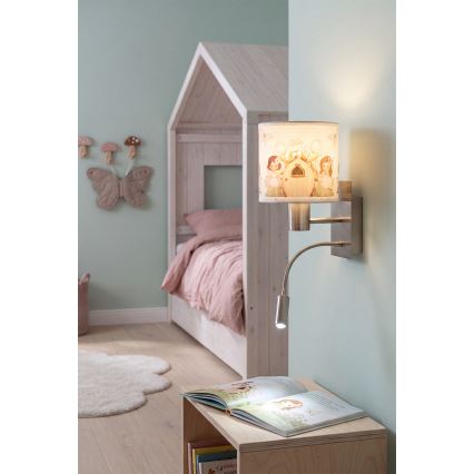 Brilagi - LED Dětská flexibilní nástěnná lampa BOBO 1xE27/25W/230V + LED/3W matný chrom/bílá/růžová/víly