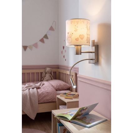Brilagi - LED Dětská flexibilní nástěnná lampa BOBO 1xE27/25W/230V + LED/3W matný chrom/krémová/králíčci
