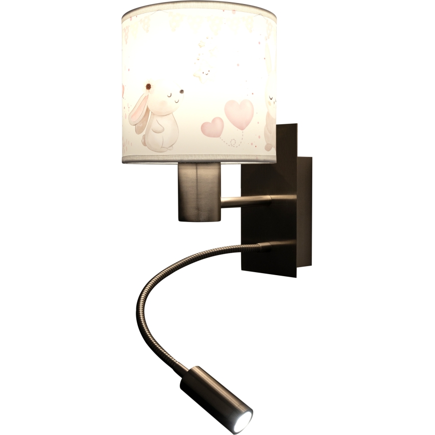 Brilagi - LED Dětská flexibilní nástěnná lampa BOBO 1xE27/25W/230V + LED/3W matný chrom/krémová/králíčci