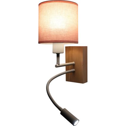 Brilagi - LED Flexibilní nástěnná lampa BOBO WOOD 1xE27/25W/230V + LED/3W dub/bílá/růžová