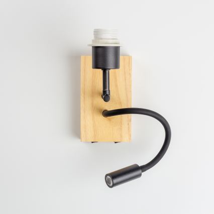 Brilagi - LED Dětská flexibilní nástěnná lampa BOBO WOOD 1xE27/25W/230V + LED/3W dub/černá/bílá/králíčci